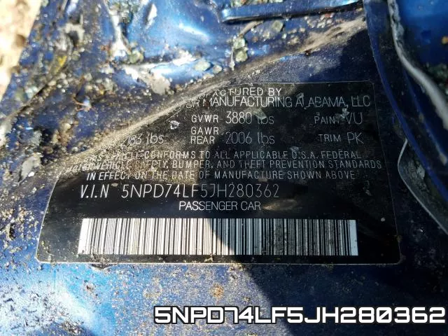 5NPD74LF5JH280362 фото 2