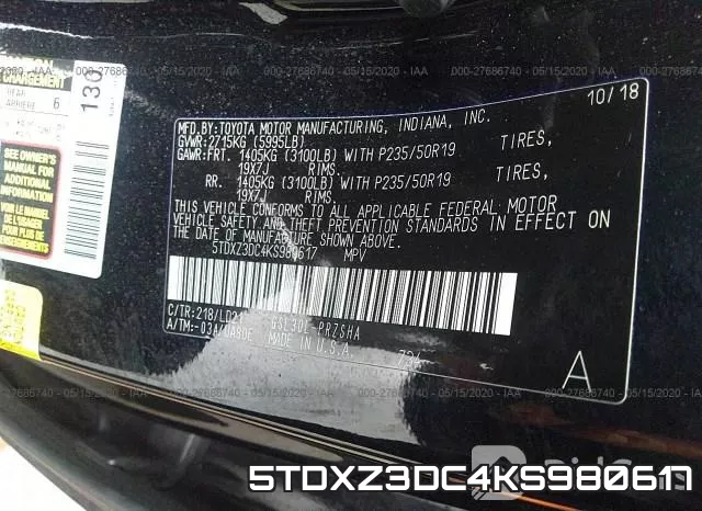 5TDXZ3DC4KS980617 фото 10