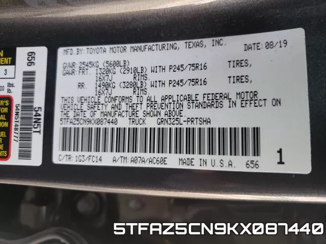 5TFAZ5CN9KX087440 фото 2