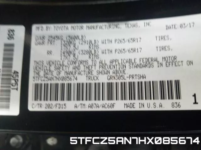 5TFCZ5AN7HX085674 фото 2