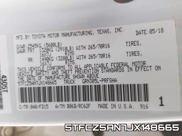 5TFCZ5AN7JX148665 фото 2