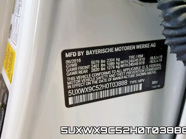 5UXWX9C52H0T03888 фото 2