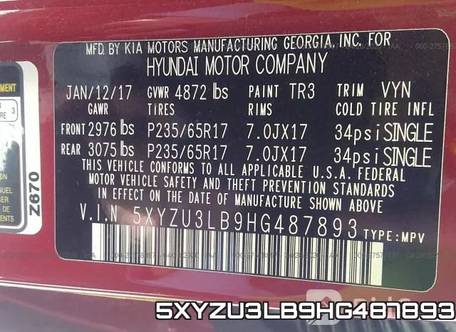 5XYZU3LB9HG487893 фото 10
