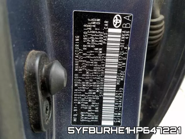 5YFBURHE1HP647221 фото 2