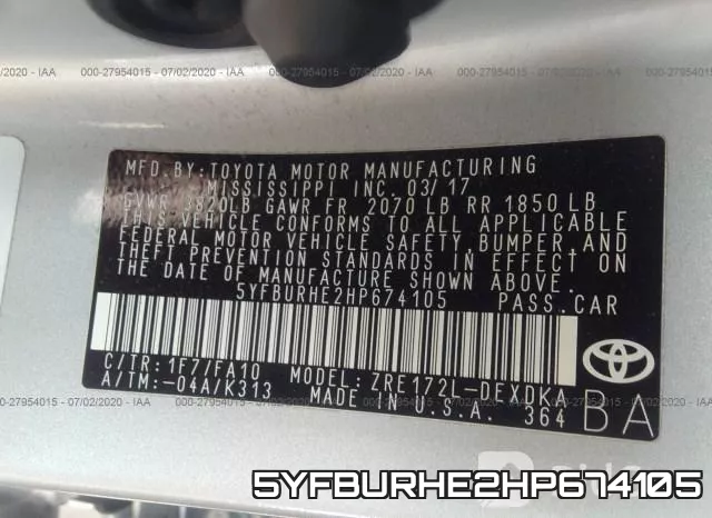 5YFBURHE2HP674105 фото 10