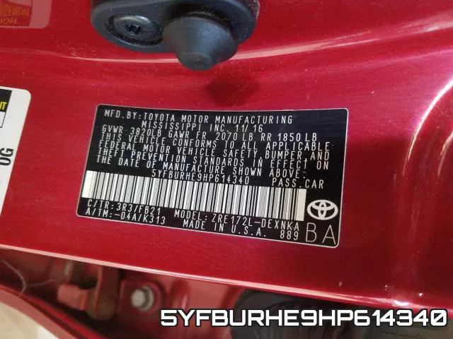 5YFBURHE9HP614340 фото 2