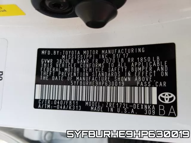 5YFBURHE9HP630019 фото 2