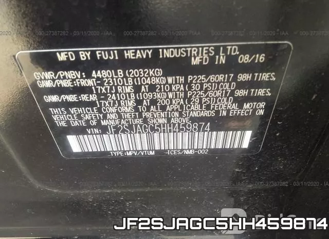 JF2SJAGC5HH459874 фото 10