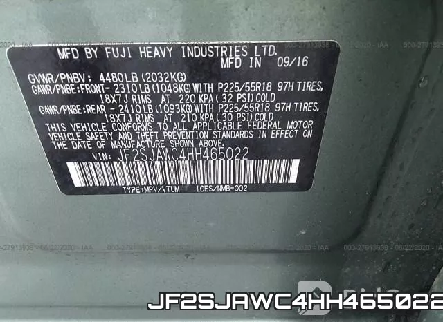 JF2SJAWC4HH465022 фото 10