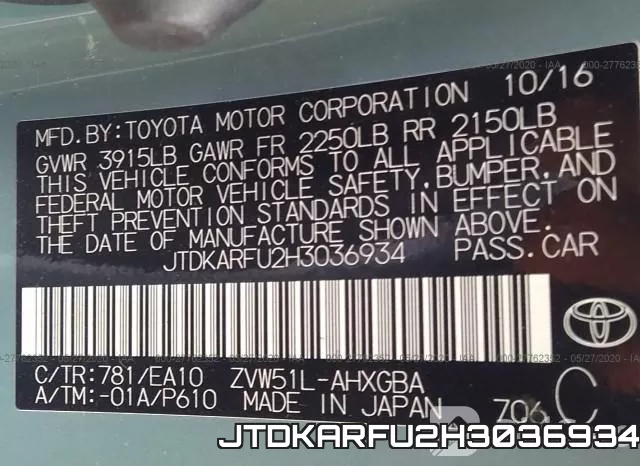 JTDKARFU2H3036934 фото 10