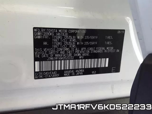 JTMA1RFV6KD522233 фото 2