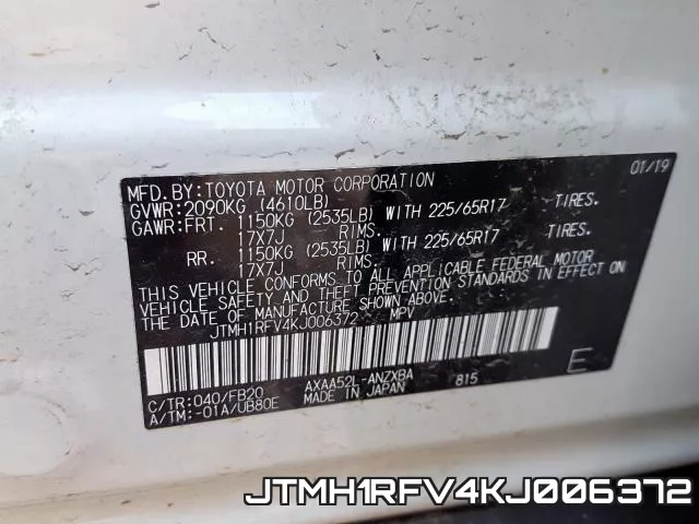 JTMH1RFV4KJ006372 фото 2