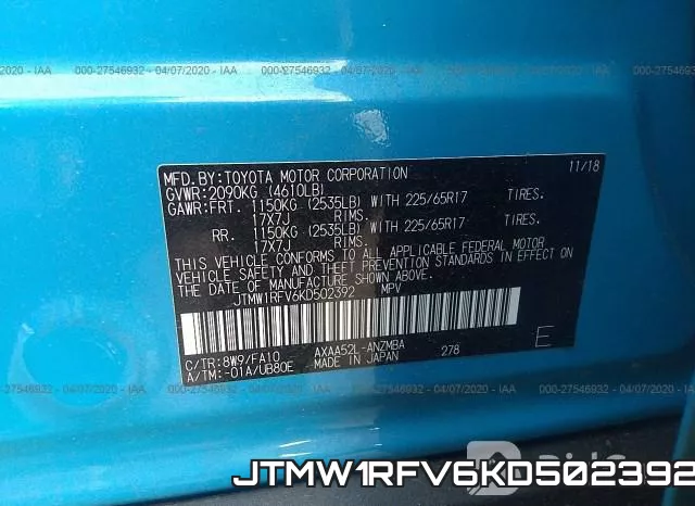 JTMW1RFV6KD502392 фото 10