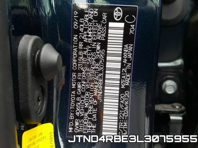 JTND4RBE3L3075955 фото 2