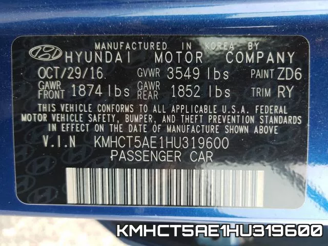 KMHCT5AE1HU319600 фото 2