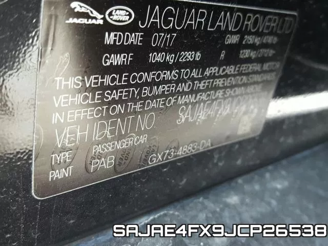 SAJAE4FX9JCP26538 фото 2