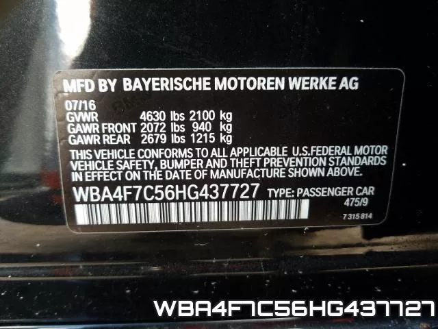 WBA4F7C56HG437727 фото 2