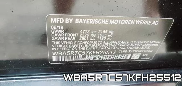 WBA5R7C57KFH25512 фото 2