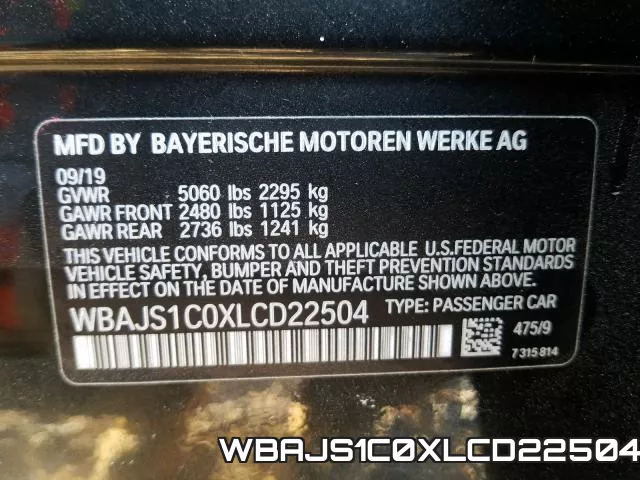 WBAJS1C0XLCD22504 фото 2