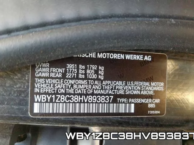 WBY1Z8C38HV893837 фото 2