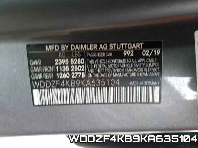 WDDZF4KB9KA635104 фото 2