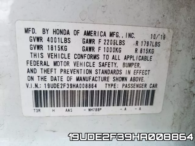 19UDE2F39HA008864 фото 2