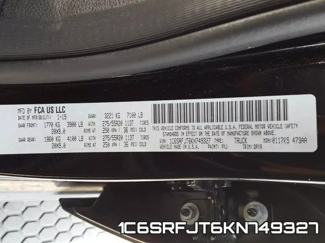 1C6SRFJT6KN749327 фото 2
