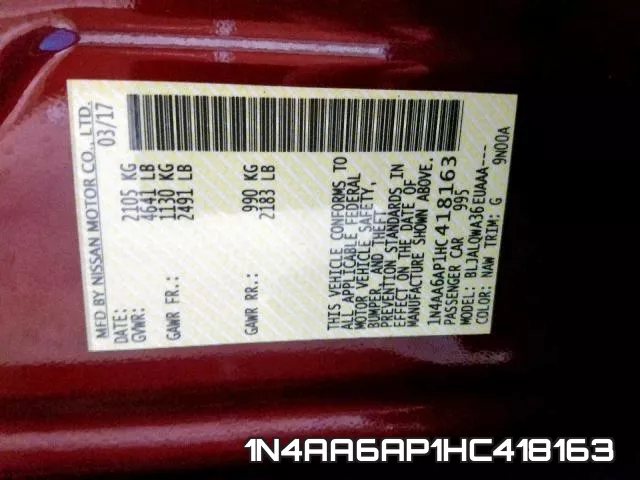 1N4AA6AP1HC418163 фото 2