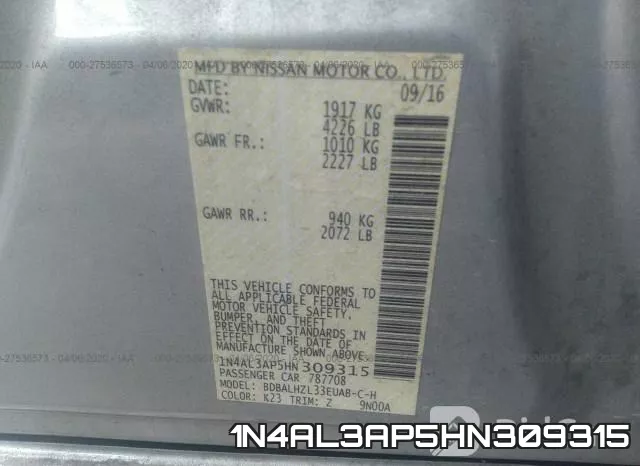 1N4AL3AP5HN309315 фото 10