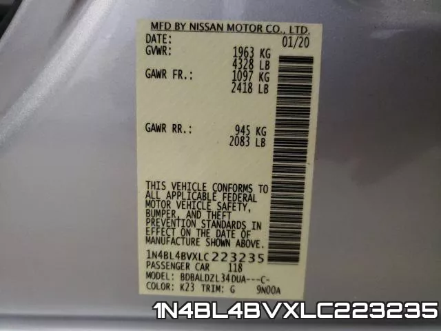 1N4BL4BVXLC223235 фото 2