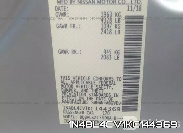 1N4BL4CV1KC144369 фото 10