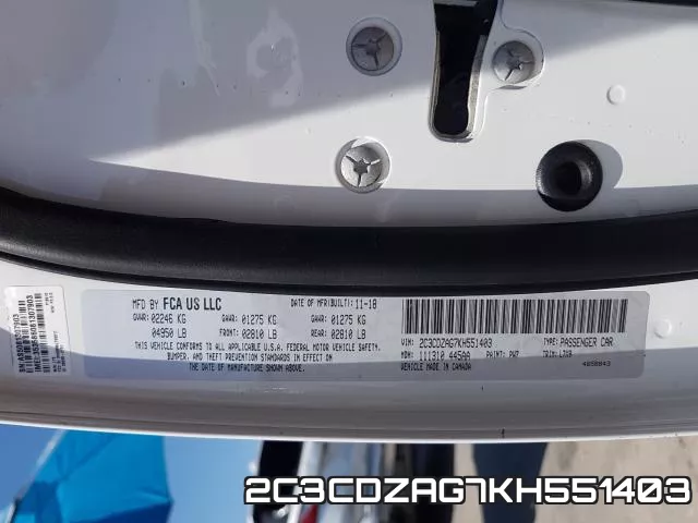 2C3CDZAG7KH551403 фото 2