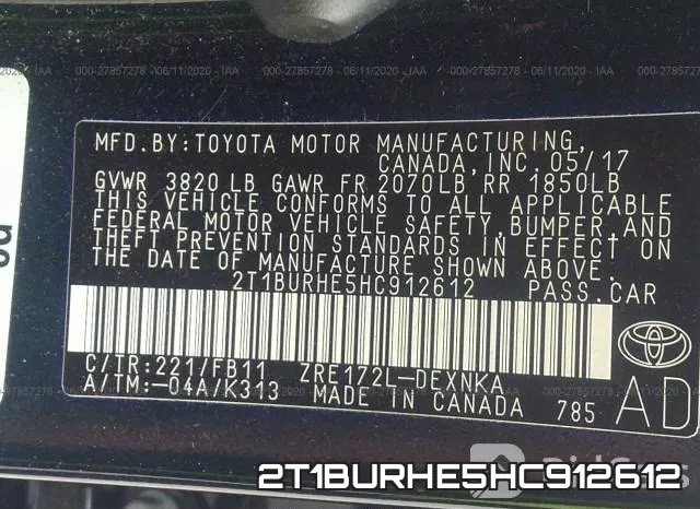 2T1BURHE5HC912612 фото 10