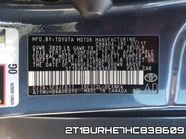 2T1BURHE7HC838609 фото 2