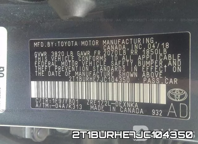 2T1BURHE7JC104350 фото 10
