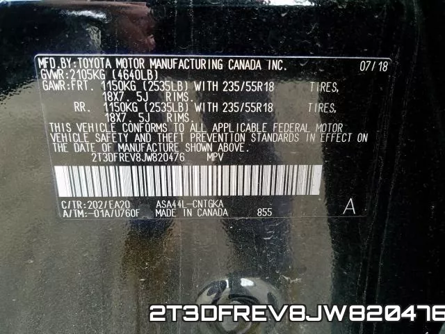 2T3DFREV8JW820476 фото 2