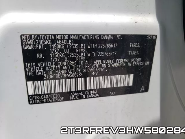2T3RFREV3HW580284 фото 2