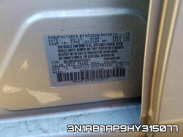 3N1AB7AP9HY315077 фото 2