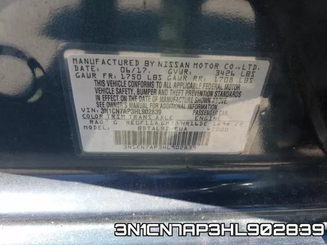 3N1CN7AP3HL902839 фото 2