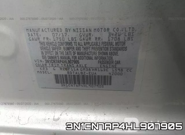 3N1CN7AP4HL907905 фото 10