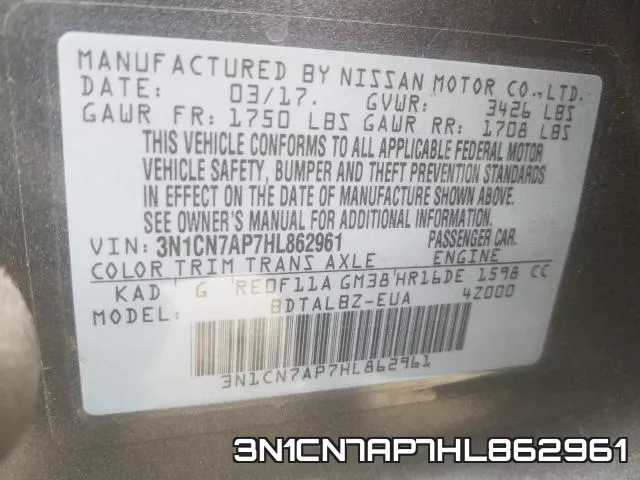 3N1CN7AP7HL862961 фото 2