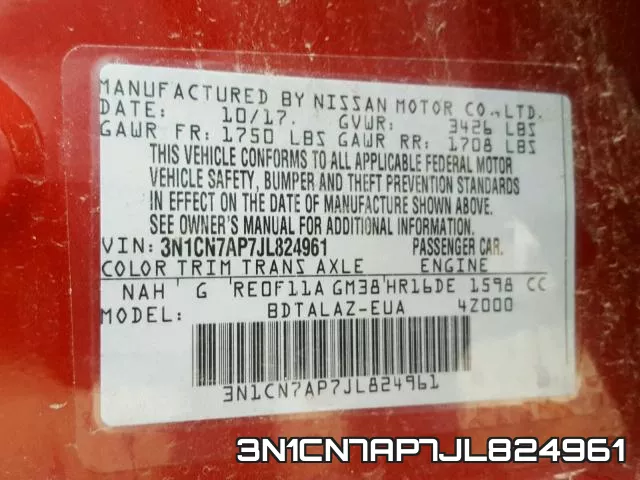 3N1CN7AP7JL824961 фото 2