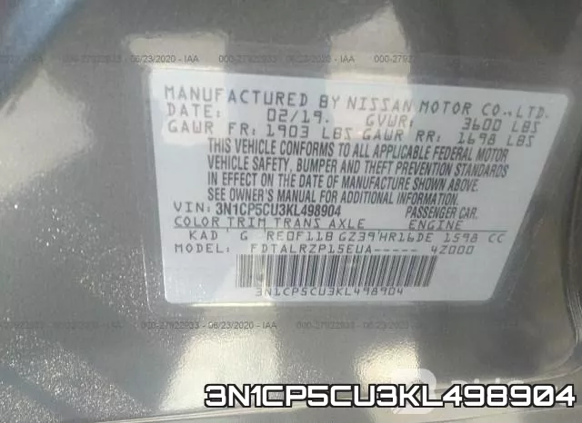 3N1CP5CU3KL498904 фото 10