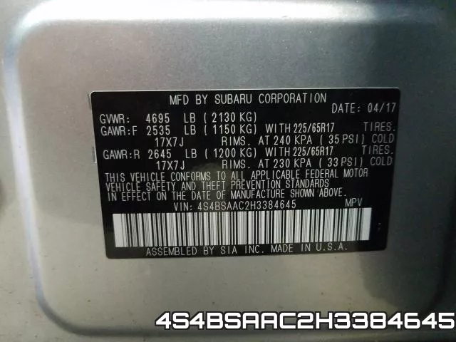4S4BSAAC2H3384645 фото 2