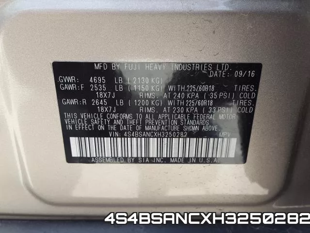 4S4BSANCXH3250282 фото 2