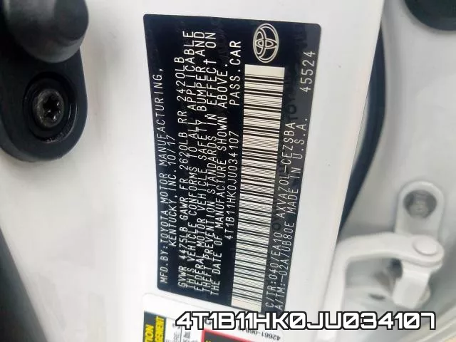 4T1B11HK0JU034107 фото 2
