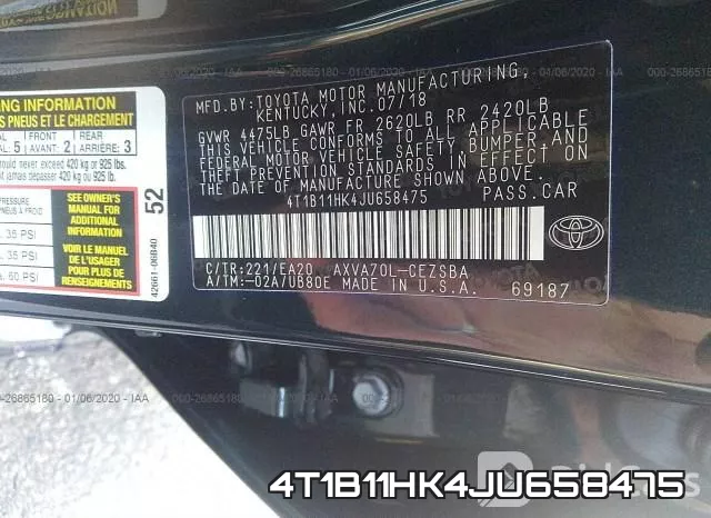 4T1B11HK4JU658475 фото 10