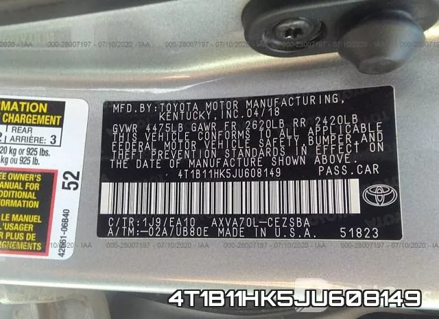 4T1B11HK5JU608149 фото 10