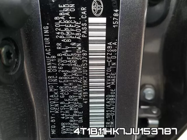 4T1B11HK7JU153787 фото 2