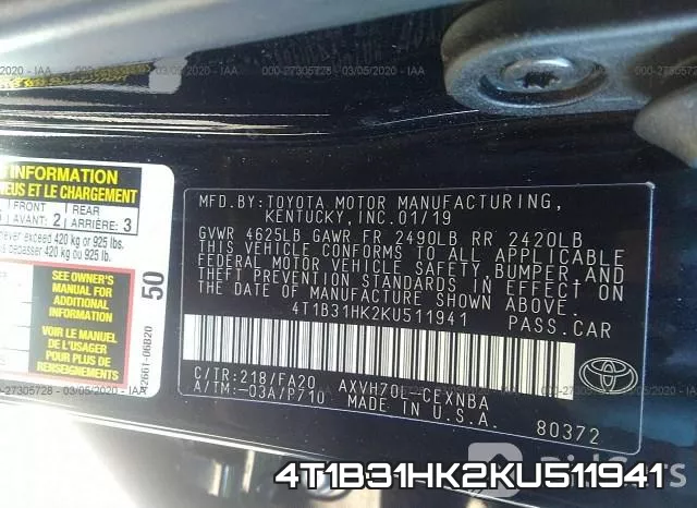 4T1B31HK2KU511941 фото 10